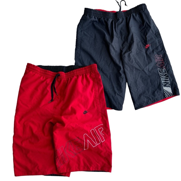 Nike Air Max Reversible Athletic Gym Shorts Black Red Training Running Workout - Picture 1 of 13